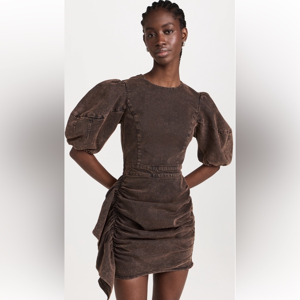 RHODE Pia Drees size 10 in Mocha (dark brown denim material)